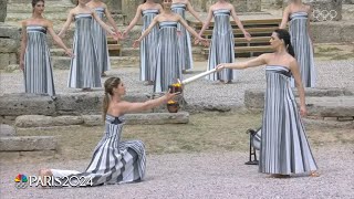 Olympic Flame lit in Olympia signaling start of torch relay to Paris 2024  NBC Sports [upl. by Wolbrom]