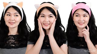 DIY Headband For Washing Face  How To Make Fur Cat Ears [upl. by Enel]