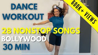 30 minute Athome Nonstop 28 Bollywood Songs Dance Workout  Burns 🔥 upto 425 cal  Weight Loss [upl. by Itsim]