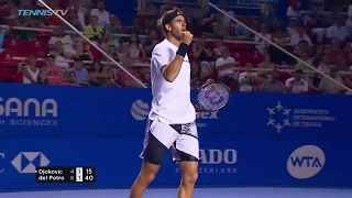 Epic Del Potro v Djokovic rally in Acapulco [upl. by Mandal]