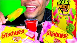 ASMR STARBURST SOUR PATCH KIDS ICEE BARS ICE POPS SOUR SWEET COLD TREATS MUKBANG NO TALKING [upl. by Yreneh]