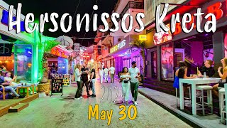 Hersonissos Crete late night walk 4k Chersonissos Kreta Greece 2024 [upl. by Kariotta]