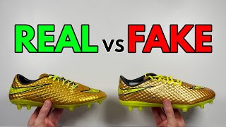 REAL VS FAKE NIKE HYPERVENOM GOLD NEYMAR FOOTBALL BOOT COMPARISON CLEATS [upl. by Anoniw]