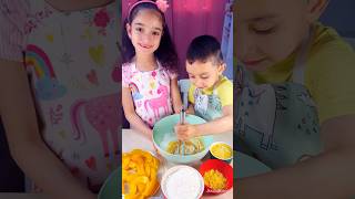 Children make healthy and delicious peach cake shorts cooking viral trending kids shortsfeeds [upl. by Gardell]