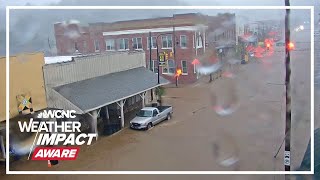 WATCH Floodwaters rush through downtown Boone NC during Helene [upl. by Gnohp]