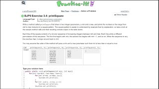 Java Practice It  34 printSquare  method basics parameters nested for loops for loops [upl. by Iong747]