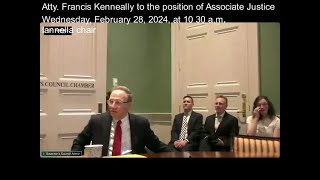 Atty Francis Kenneally to the position of Associate Justice of the District Court Hearing Wednesd [upl. by Ecadnak]