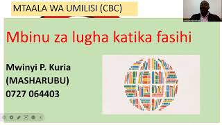 MBINU ZA LUGHA KATIKA FASIHI [upl. by Yehc163]