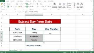 Formula to Extract Day Name from date in excel 20132016  YouTube [upl. by Ferreby]