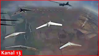 Footage of drone war  Ukrainian drone hunts Russian drones in the air [upl. by Beyer311]