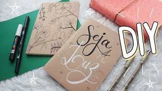 CUSTOMIZANDO CAPAS DE CADERNO KRAFT COM DESENHOS [upl. by Garfinkel]