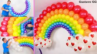 🔴 ARCOIRIS DE GLOBOS 🌈 como hacer un arcoiris con globos 🌈 decoración con globos  arco de globos [upl. by Scoville]