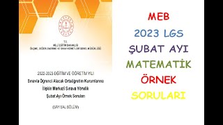 ŞUBAT AYI MEB ÖRNEK MATEMATİK SORULARININ ÇÖZÜMLERİ LGS 2023 [upl. by Ardni]