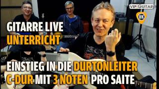 Einstieg in die Durtonleiter mit 3 Noten pro Saite  Gitarre Live Unterricht [upl. by Atiuqin518]