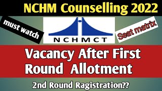 NCHM Counselling 2022Vacancy after 2nd round seat allotmentSeat Matrix [upl. by Yehsa]