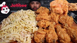 ASMR NO TALKING EATING CRISPY JOLLIBEE CHICKEN amp CREAMY CHICKEN FETTUCCINE ALFREDO MUKBANG [upl. by Malinde]