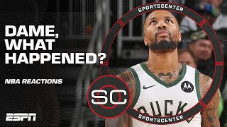 DRAMATIC DROPOFF for Damian Lillard in his second game with the Bucks 😳  SportsCenter [upl. by Nnaasil]