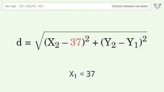 Find the distance between two points p1 3755 and p2 7547 StepbyStep Video Solution [upl. by Rakso]