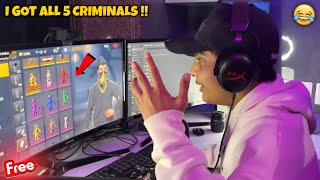 I Got All 5 Criminal Bundles 😱 Shocking Reaction Collection Battle 🤯  Garena Free Fire [upl. by Cadel]