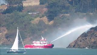 Fireboat in Action on Yerba Buena Island in San Francisco [upl. by Lynelle]