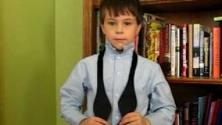 7 year old demonstrating how to tie a bow tie [upl. by Kushner]