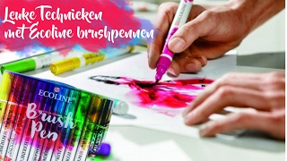 Leuke Technieken Met Ecoline Brushpennen [upl. by Hammock]