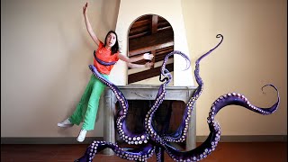 Make These Giant Kraken Monster Octopus Tentacles for a Fireplace Mantel Decoration Halloween DIY [upl. by Orlosky]