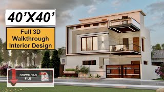 40X40 Feet Duplex House Design with High Roof  1600 Sqft House Plan  12X12 Meters House Design [upl. by Delphine]