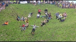 Many injured at Cheese Rolling contest in UK BRUTAL 4K edition [upl. by Enimzzaj]