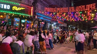 Cambodia 🇰🇭 Riverside tour Phnom Penh Nightlife amp 13605 street SE Bar amp Restaurant 24hour7day [upl. by Rialcnis197]