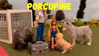 Dogs quilled by porcupine  Playing toys  Canadian Critters  Funny Schleich farm animals [upl. by Kuhlman478]