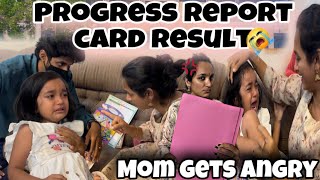 Saanu First Progress report card வந்துருச்சு😵‍💫  mom gets angry 😡 low mark😑 prank saanvikashree [upl. by Ahserak902]