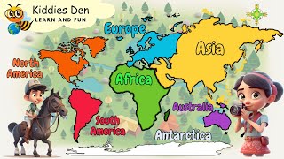 The Continents and Oceans of world  learn Continents Oceans and directions kids learning video [upl. by Aset]