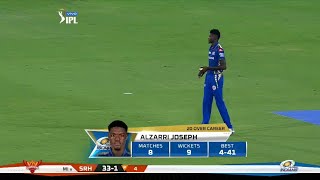 612 Alzarri Joseph Bags IPLbest on Debut  MI Vs SRH  VIVO IPL 2019  EpicTracker [upl. by Sueahccaz]