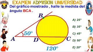 EXAMEN CATÓLICA ADMISIÓN UNIVERSIDAD PUCP ÁNGULOS EN LA CIRCUNFERENCIA SOLUCIONARIO [upl. by Corilla]