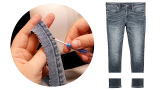 How to hem jeans while keeping the original hem easily [upl. by Neilson]