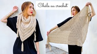 Châle au crochet tuto FACILE  Modèle Praline  Patron crochet GRATUIT  Débutant pas à pas 🍂 [upl. by Erminia557]