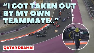 LEWIS HAMILTON DRAMATIC COLLISION WITH HIS OWN TEAMMATE GEORGE RUSSEL IN QatarGP  FAN ANGLE [upl. by Omari933]