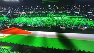 تفاعل واسع للجمهور العربي مع النشيد الوطني الفلسطيني في افتتاح بطولة كأس العرب [upl. by Ariaet437]