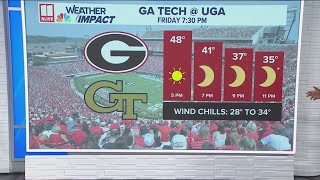 UGA Bulldogs host Georgia Tech for chilly game  College football forecast [upl. by Appleby]