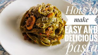 HOW TO MAKE easy and delicious Pasta  Spinach Tagliatelle with cheese  123 Ready [upl. by Yuht]