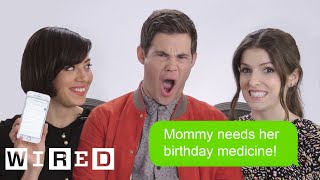 Anna Kendrick Aubrey Plaza amp Adam DeVine Show Us The Last Thing on Their Phones  WIRED [upl. by Azyl]