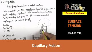 Class 11 Physics  Surface Tension  15 Capillary Action  For JEE amp NEET [upl. by Nabla]