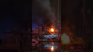 Fireworks Explode From Yacht as Vessel Burns [upl. by Kevina]