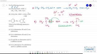For the following reactionsA CH3CH2CH2Br  KOH →CH2  CH2  KBr H2O [upl. by Nryhtak855]