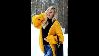 Как Связать Кардиган Спицами для Начинающих видео  модели 2019 How to Knit a Cardigan Spokes [upl. by Mundt]