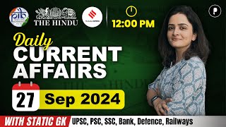 27 September Current Affairs 2024  Daily Current Affairs  Current Affairs Today [upl. by Rakel]