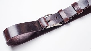 Ремень из кожи растительного дубления с эффектом pull up Изготовление Handmade leather belt [upl. by Ahsikyt]