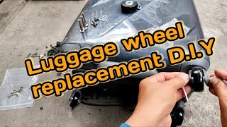 LUGGAGE WHEEL REPLACEMENT DIY voyager X brand step by step tutorial voyager luggage [upl. by Notnel508]