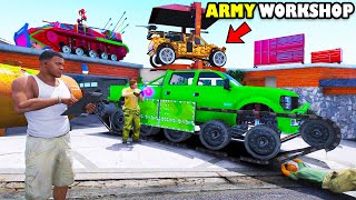 Franklin Upgrade His House To ARMY WORKSHOP In GTA 5  SHINCHAN and CHOP [upl. by Arlyne]